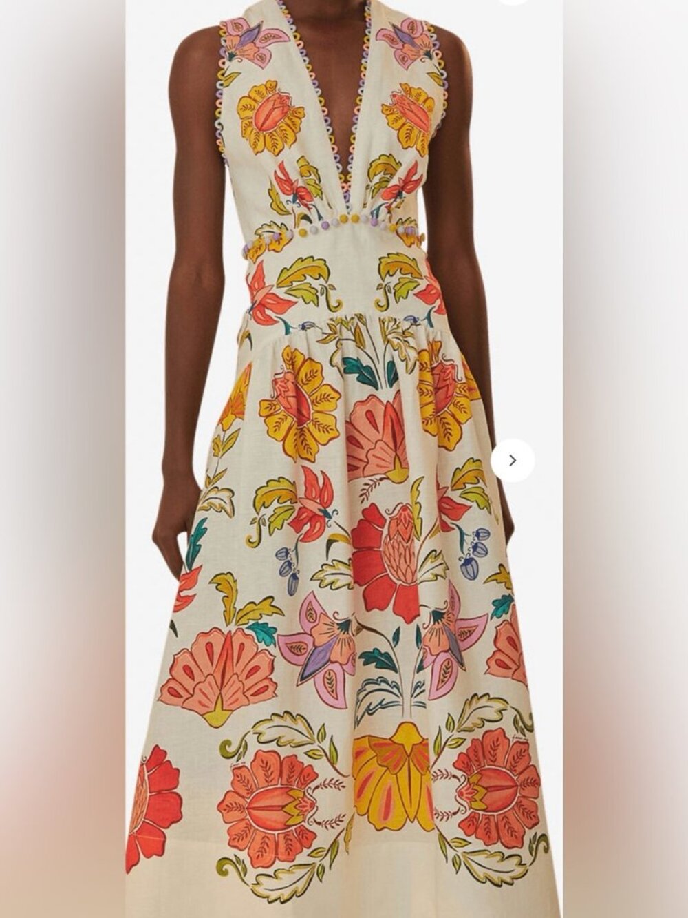 NWT Farm Rio Off-White Floral Insects Euroflax™ Premium Linen Maxi Dress